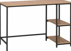 Schreibtisch Riko 120cm mit 2 Ablagen - schwarz/braun