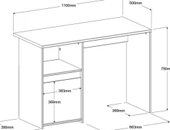 Schreibtisch Rue 110cm mit Schrank - weiß/grau oder weiß/rosa