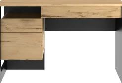 Schreibtisch Rush 119cm, 1 Tür und 1 Schublade - Eiche Dekor/schwarz