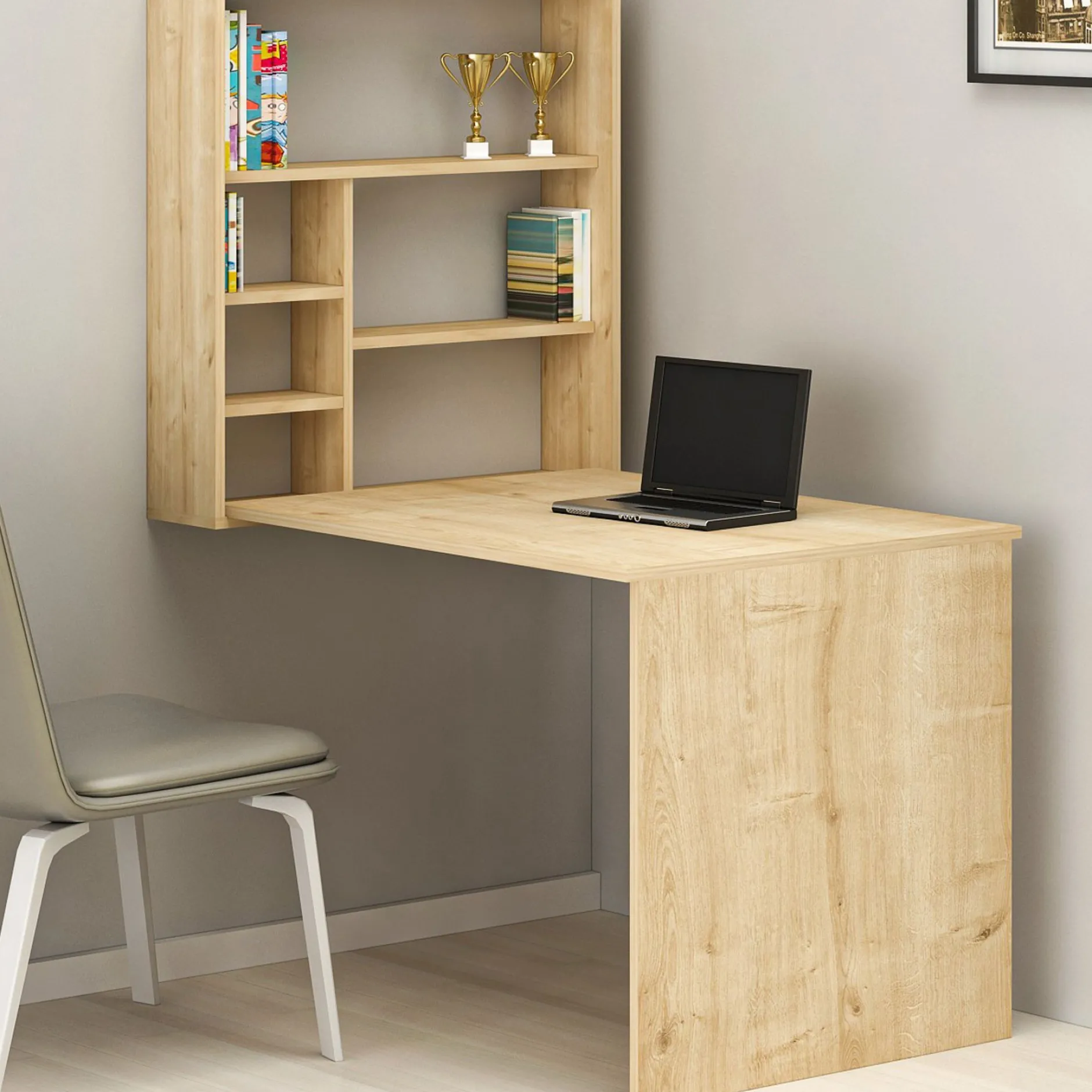 Schreibtisch Sedir - 100% MELAMINE - Eiche - 59 x 80,2 x 90 cm