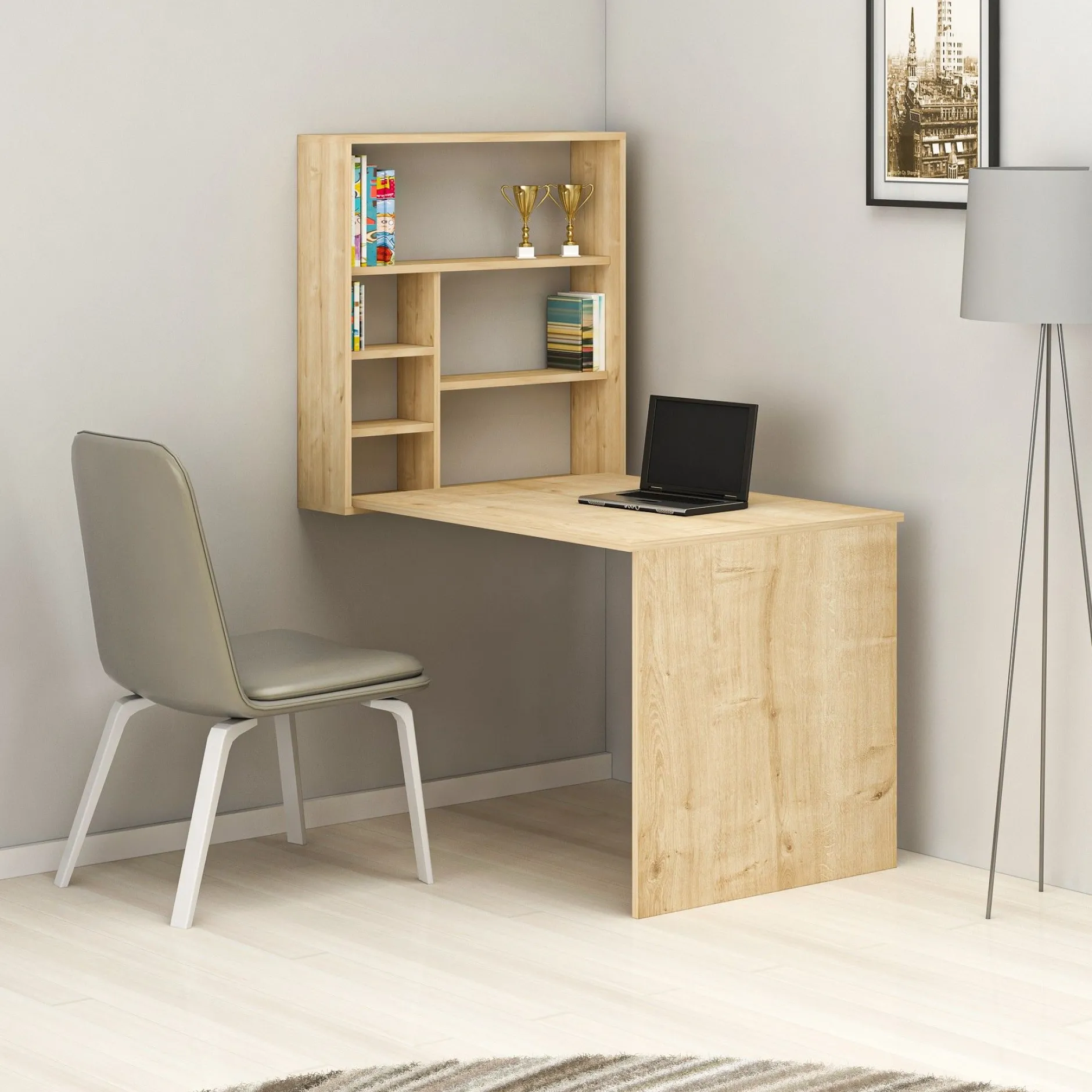 Schreibtisch Sedir - 100% MELAMINE - Eiche - 59 x 80,2 x 90 cm