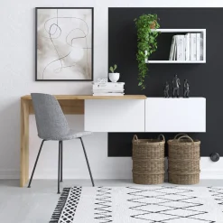 Schreibtisch Tiff - 100% MELAMINE - Weiß - 145 x 74 x 45 cm