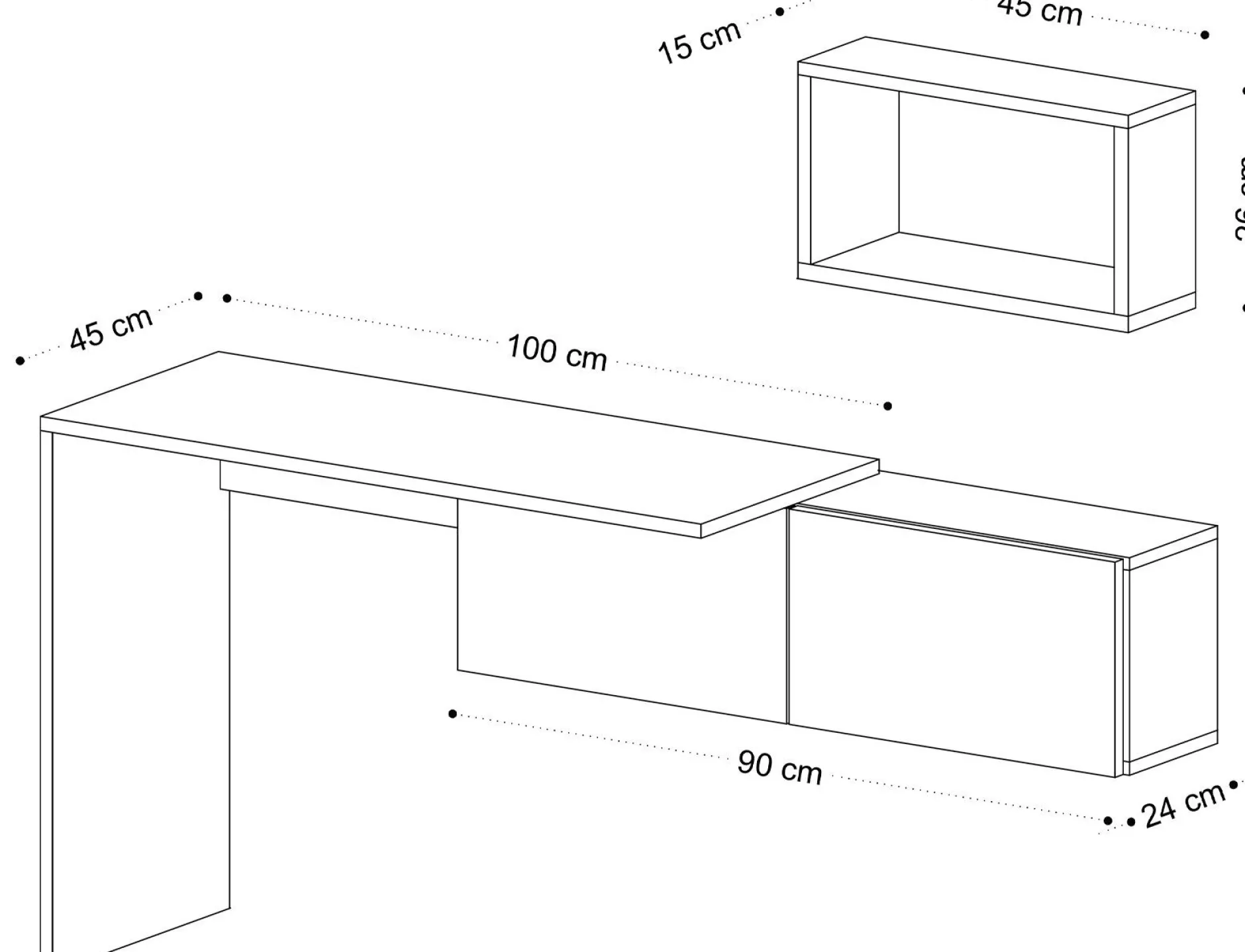 Schreibtisch Tiff - 100% MELAMINE - Weiß - 145 x 74 x 45 cm
