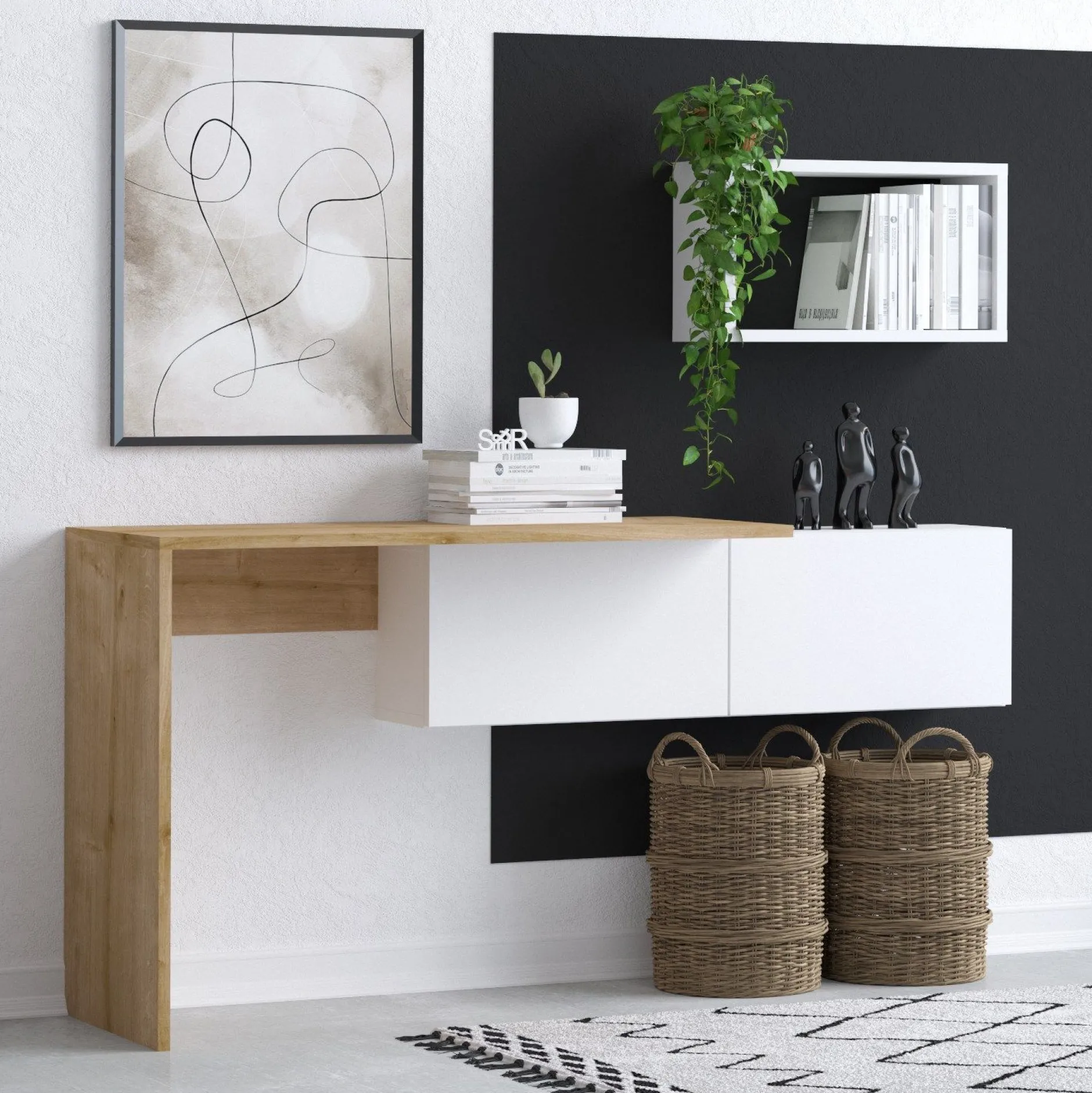 Schreibtisch Tiff - 100% MELAMINE - Weiß - 145 x 74 x 45 cm