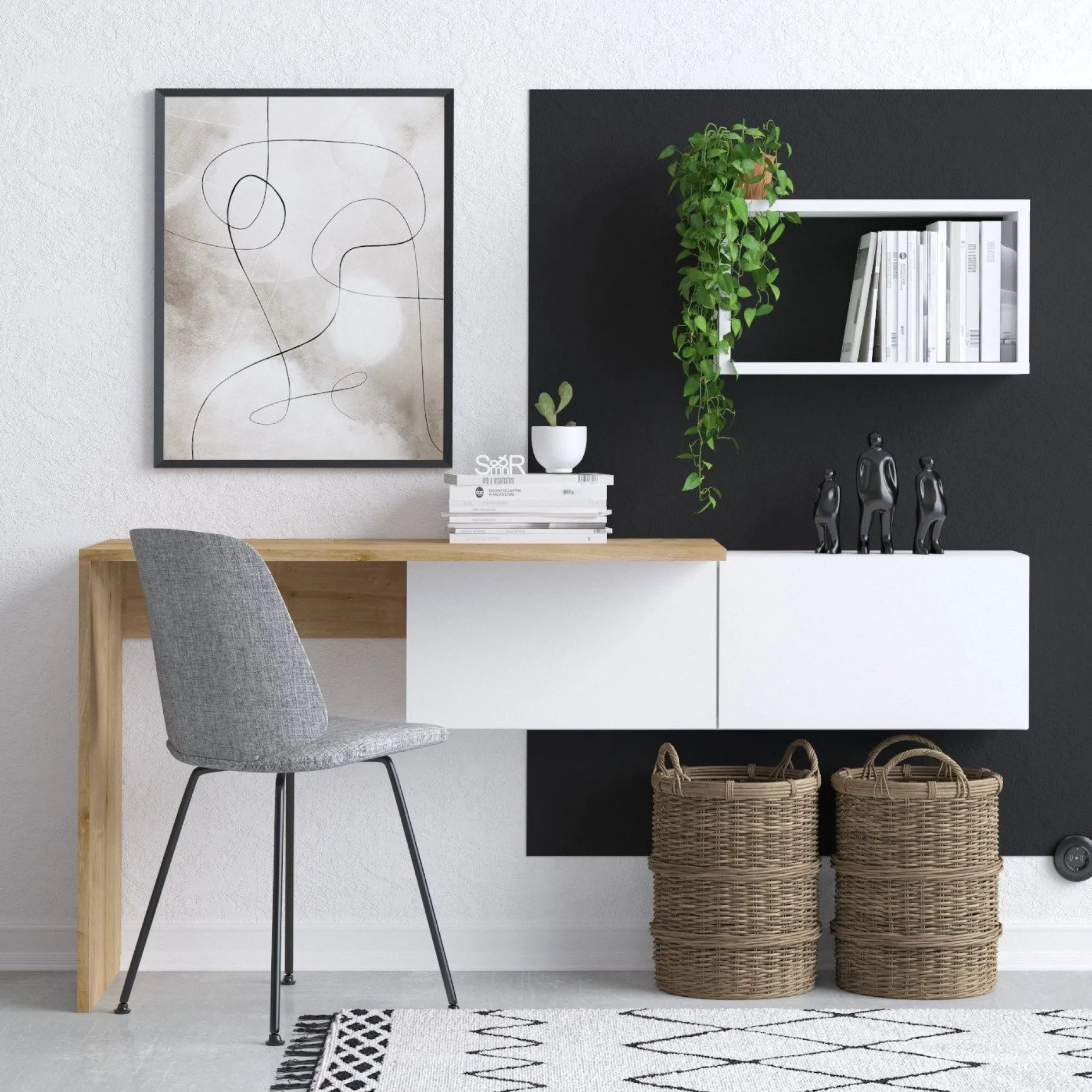 Schreibtisch Tiff - 100% MELAMINE - Weiß - 145 x 74 x 45 cm