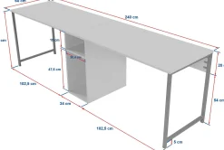 Schreibtisch Twin - 240x60x74cm - für 2 Personen - atlantic pine