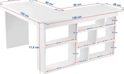 Schreibtisch Vesper - 100% MELAMINE - Naturweiß - 72 x 120 x 130 cm