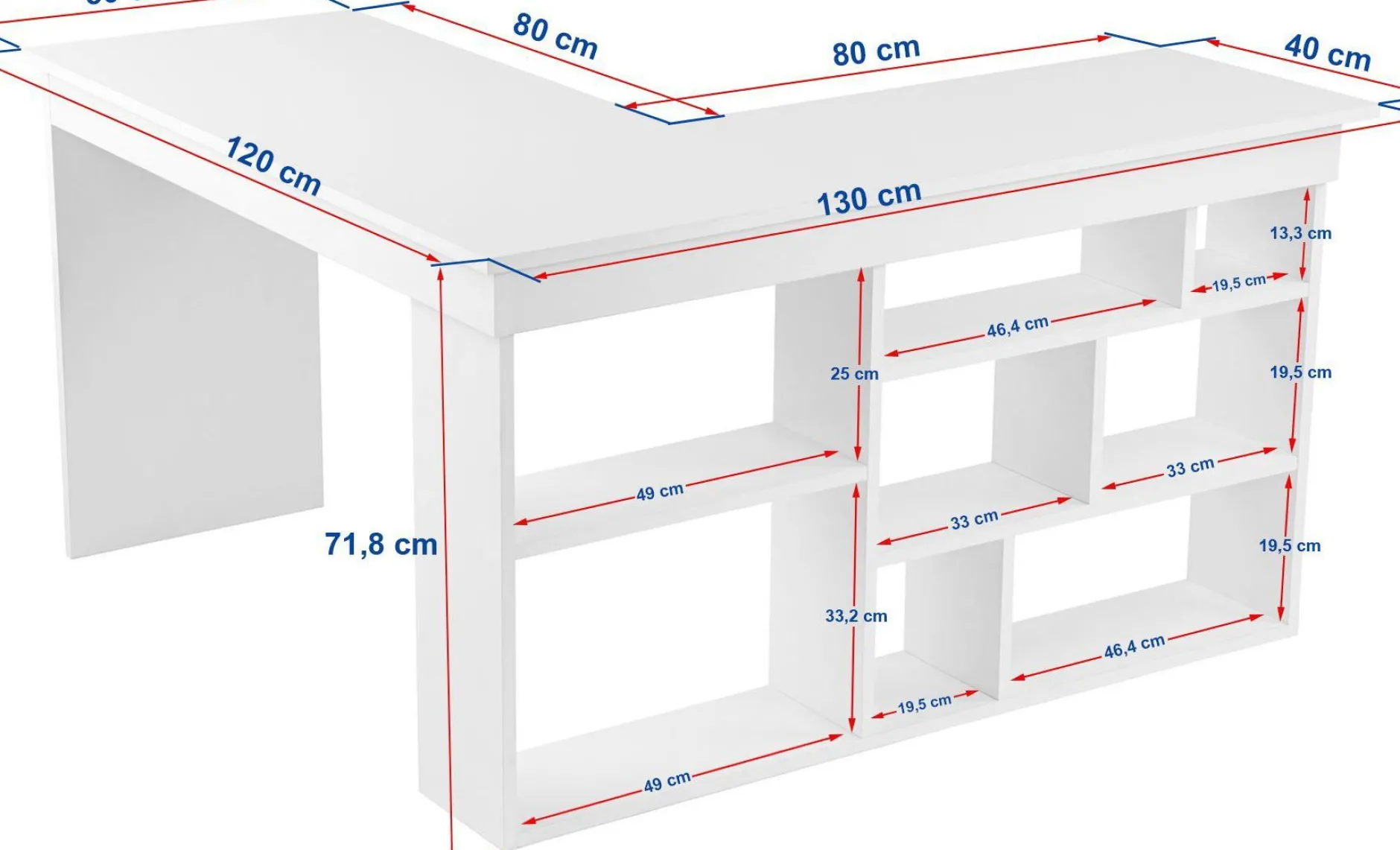 Schreibtisch Vesper - 100% MELAMINE - Kaschmir - 72 x 120 x 130 cm