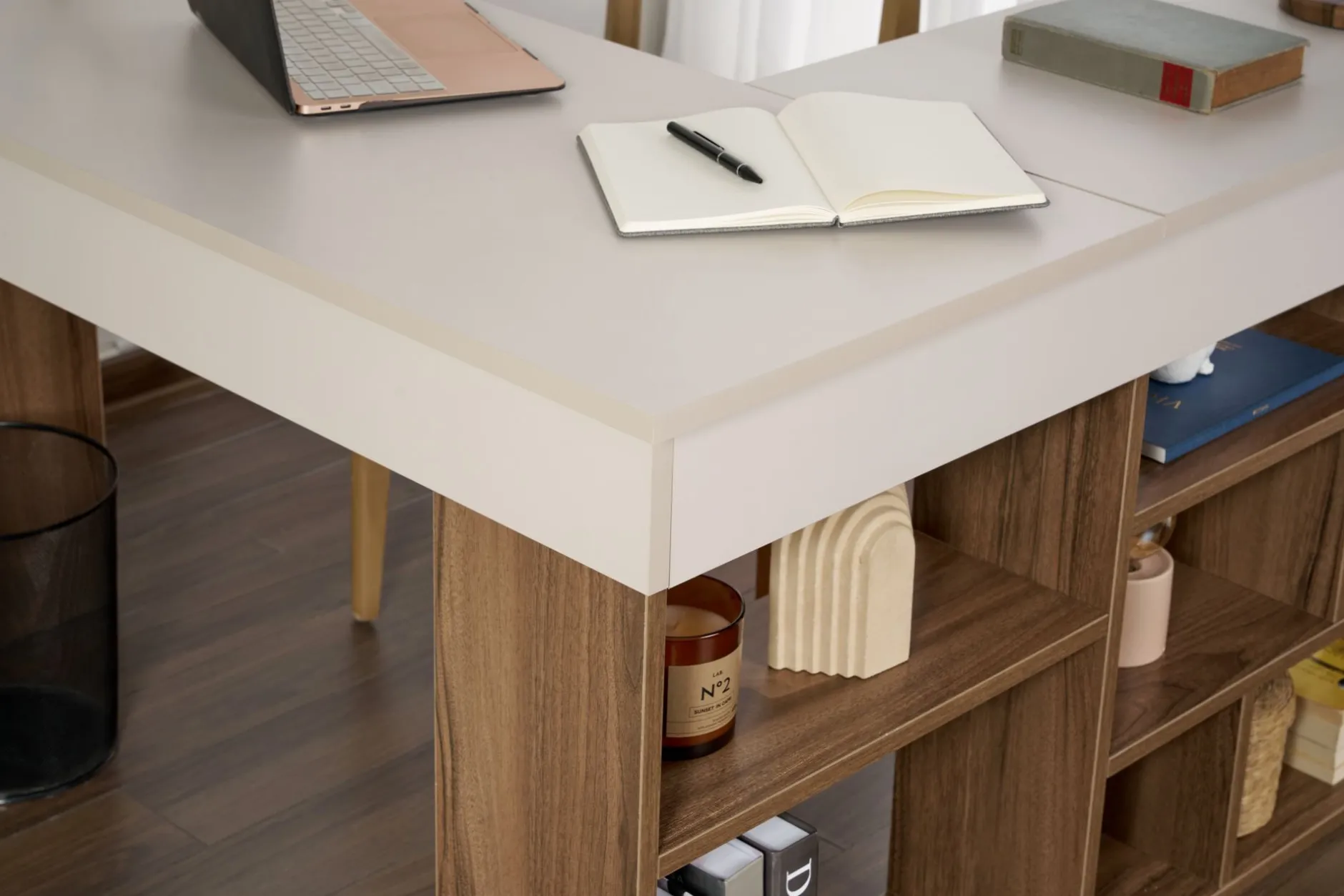 Schreibtisch Vesper - 100% MELAMINE - Kaschmir - 72 x 120 x 130 cm