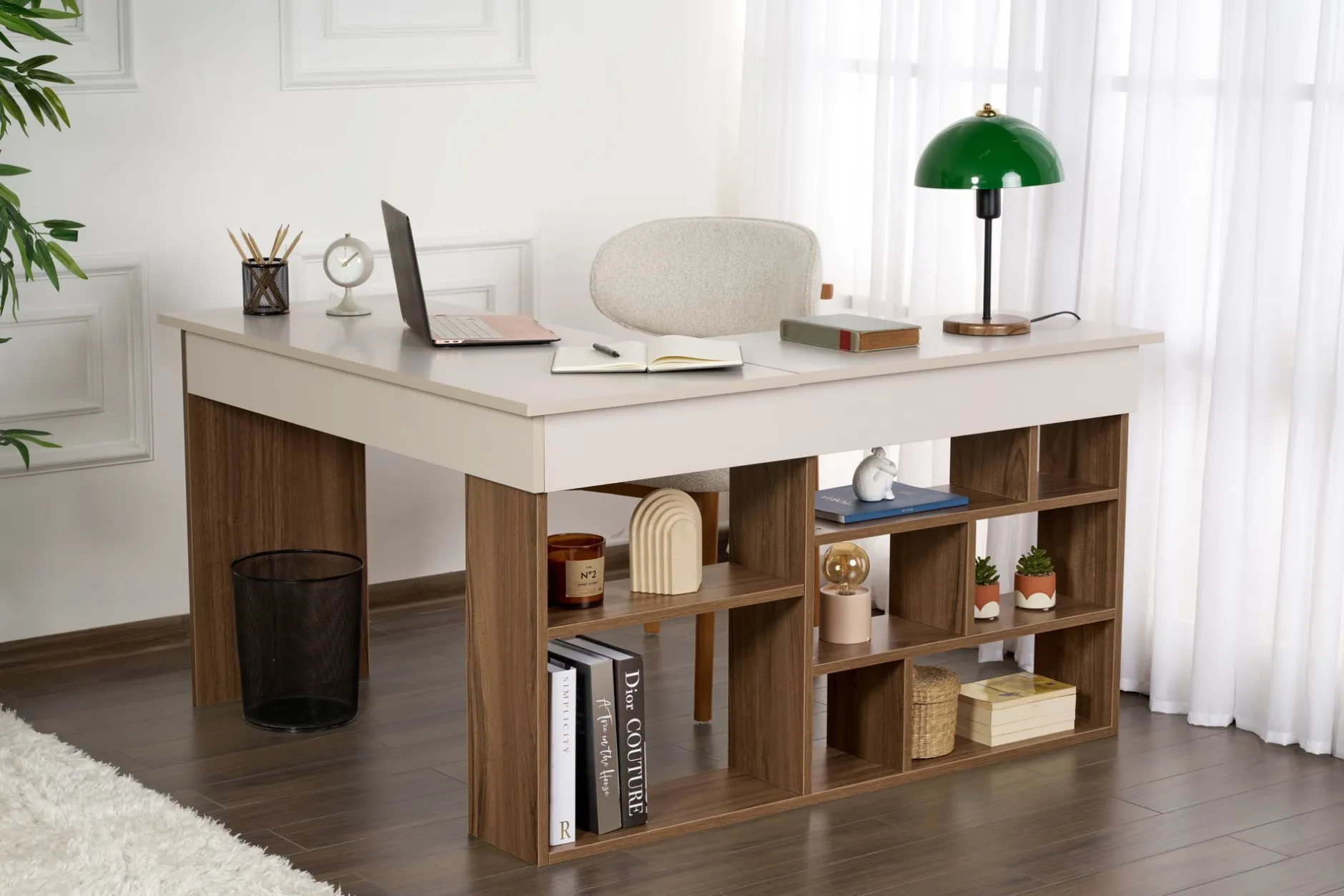 Schreibtisch Vesper - 100% MELAMINE - Kaschmir - 72 x 120 x 130 cm