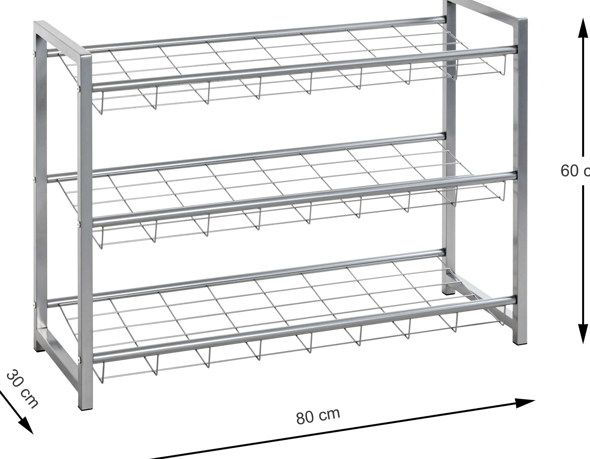Schuhregal Leonore 80cm, 3 Fachböden - Aluminium