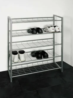 Schuhregal mit 5 Fächern | Metallrahmen | Farbe Aluminium
