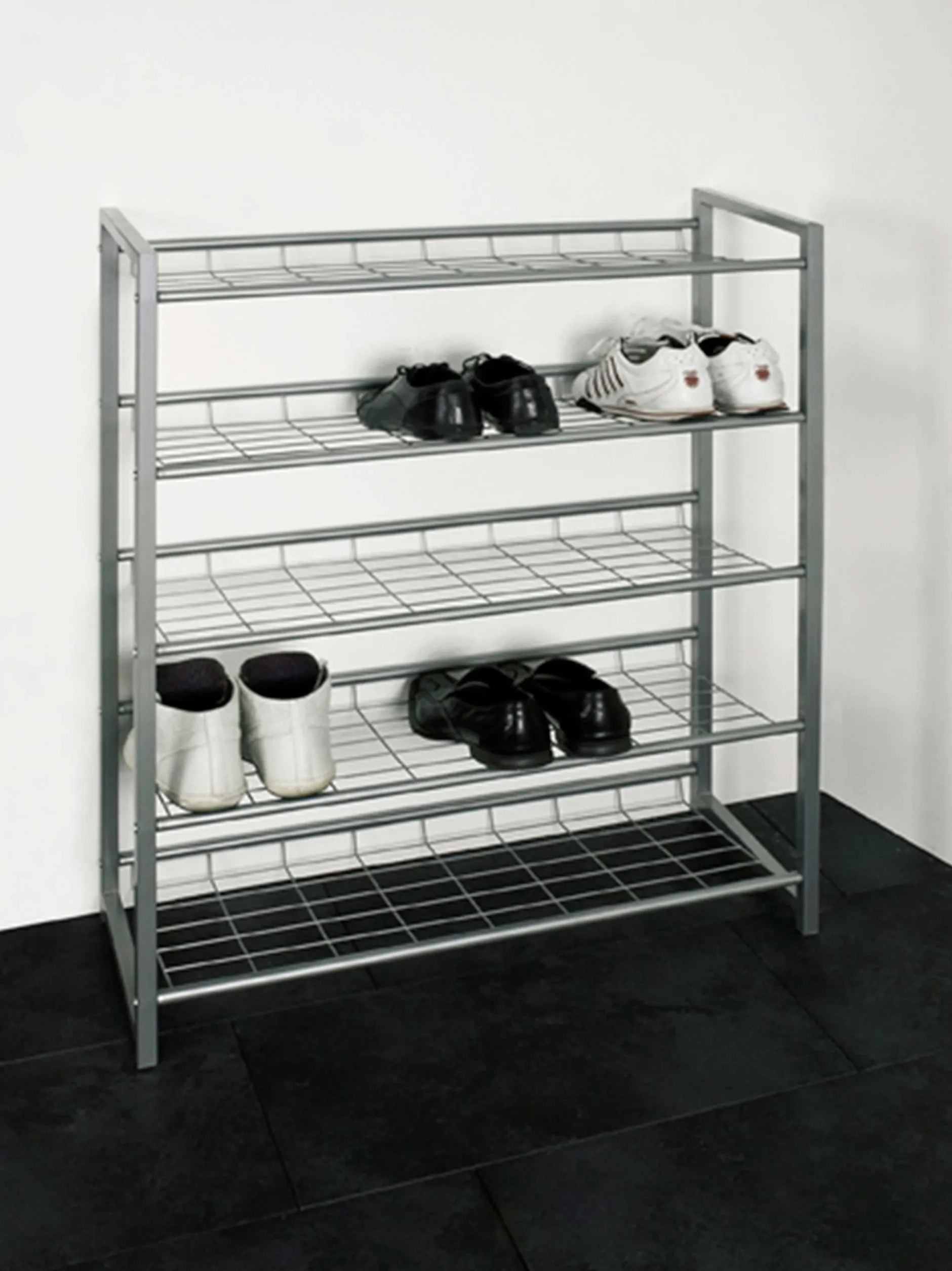 Schuhregal mit 5 Fächern | Metallrahmen | Farbe Aluminium