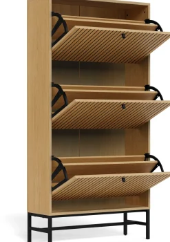 Schuhschrank Albany - 72x25x140cm - 3 Türen - Eiche Dekor