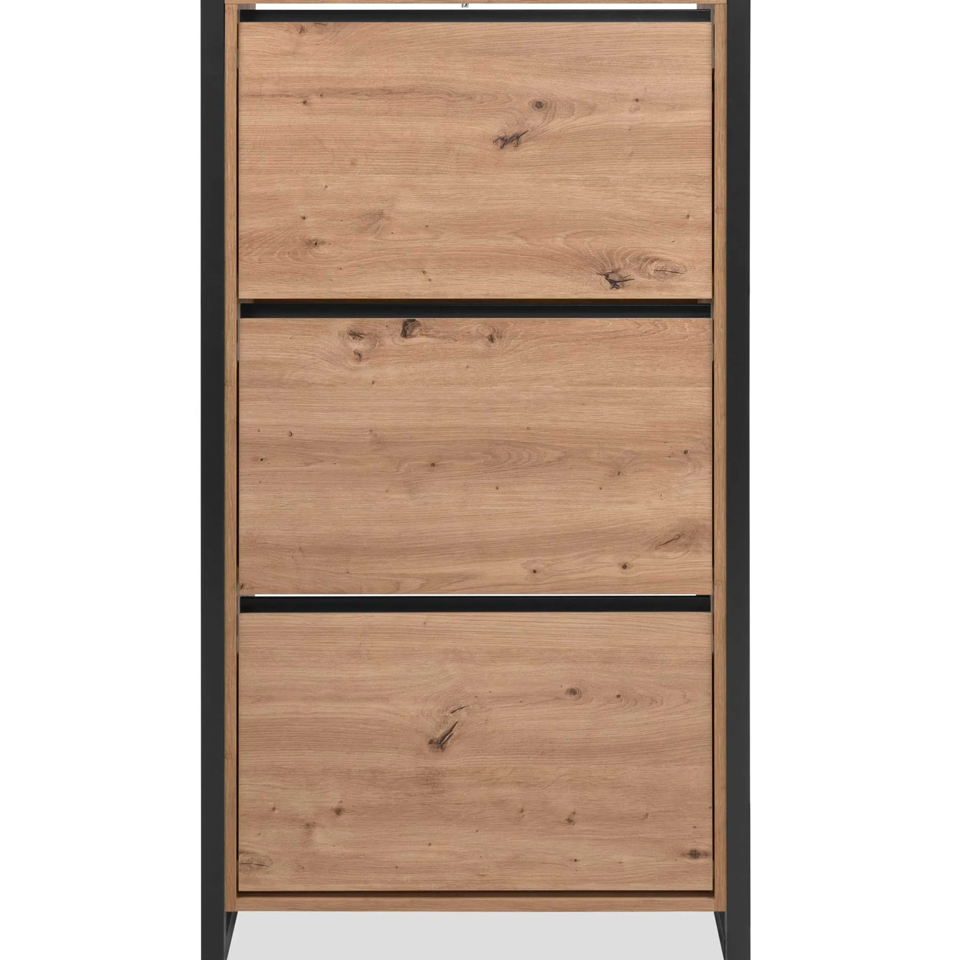 Schuhschrank Damon - 70x25x125cm - 3 Türen - Eiche Dekor