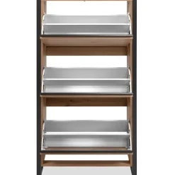 Schuhschrank Damon - 70x25x125cm - 3 Türen - Eiche Dekor