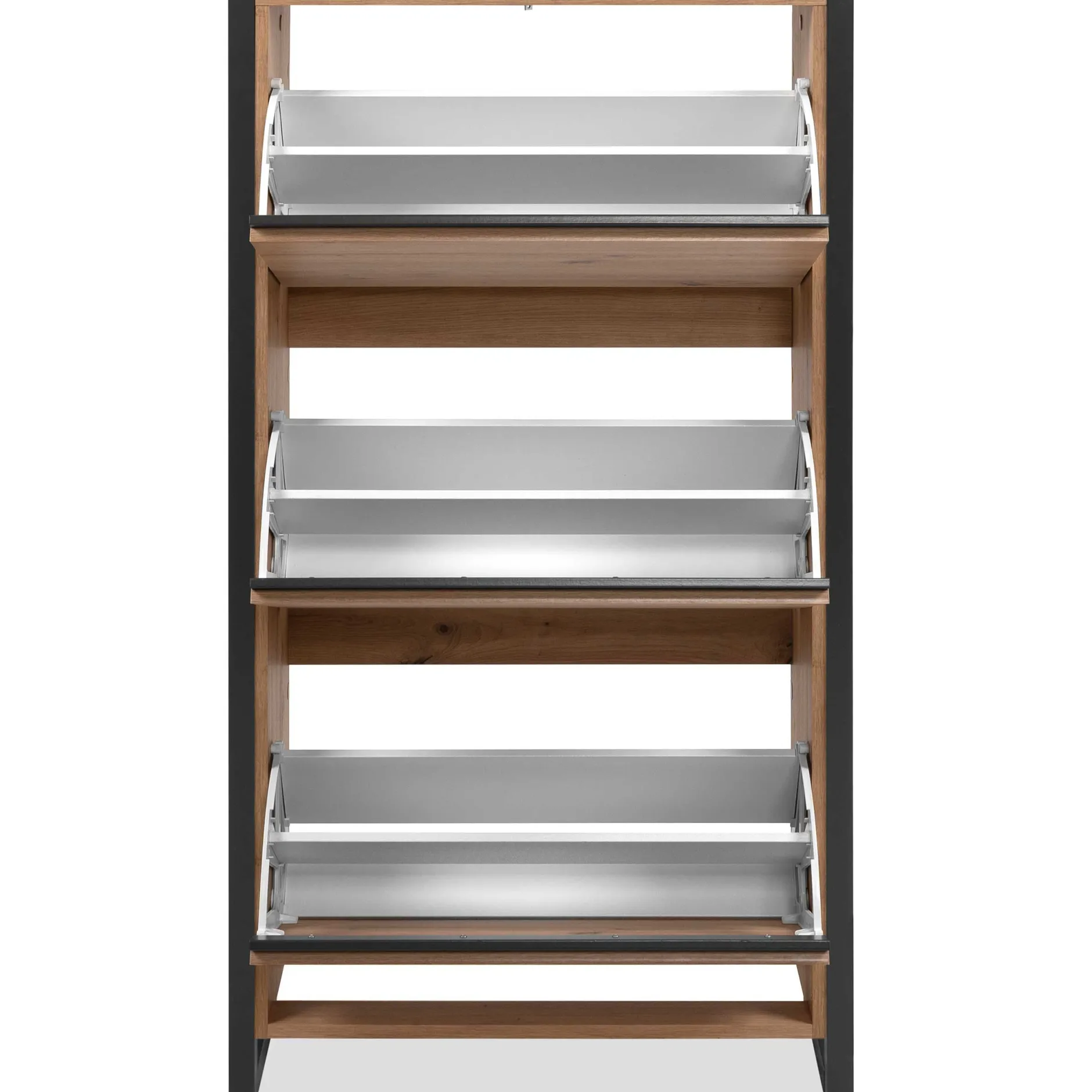 Schuhschrank Damon - 70x25x125cm - 3 Türen - Eiche Dekor
