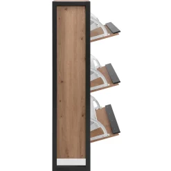 Schuhschrank Damon - 70x25x125cm - 3 Türen - Eiche Dekor