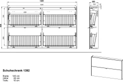 Schuhschrank Elton | 140 x 19 x 85 cm | Satingrünes Design