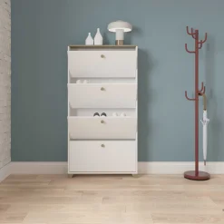 Schuhschrank Liva 4 Flügeltüren-Kronberg Eiche/Mattweiß
