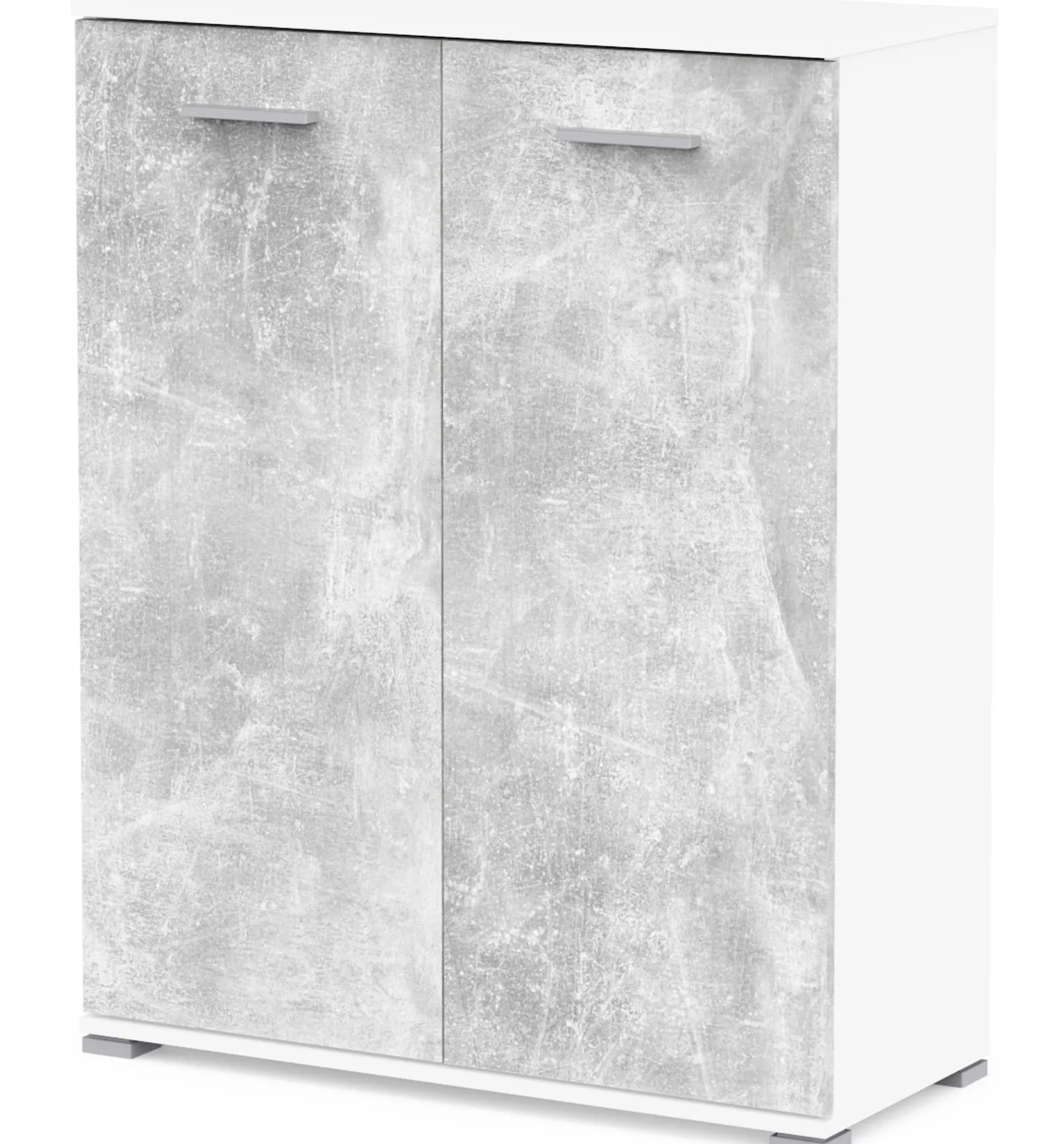 Schuhschrank Ravito - 80x35x102cm - 2 Türen - Betonoptik/Weiß