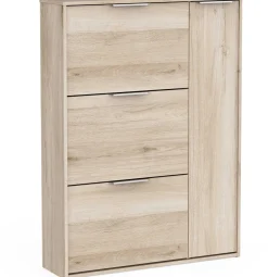 Schuhschrank Spectre - 91x26x123cm - 4 Türen - Eiche Dekor