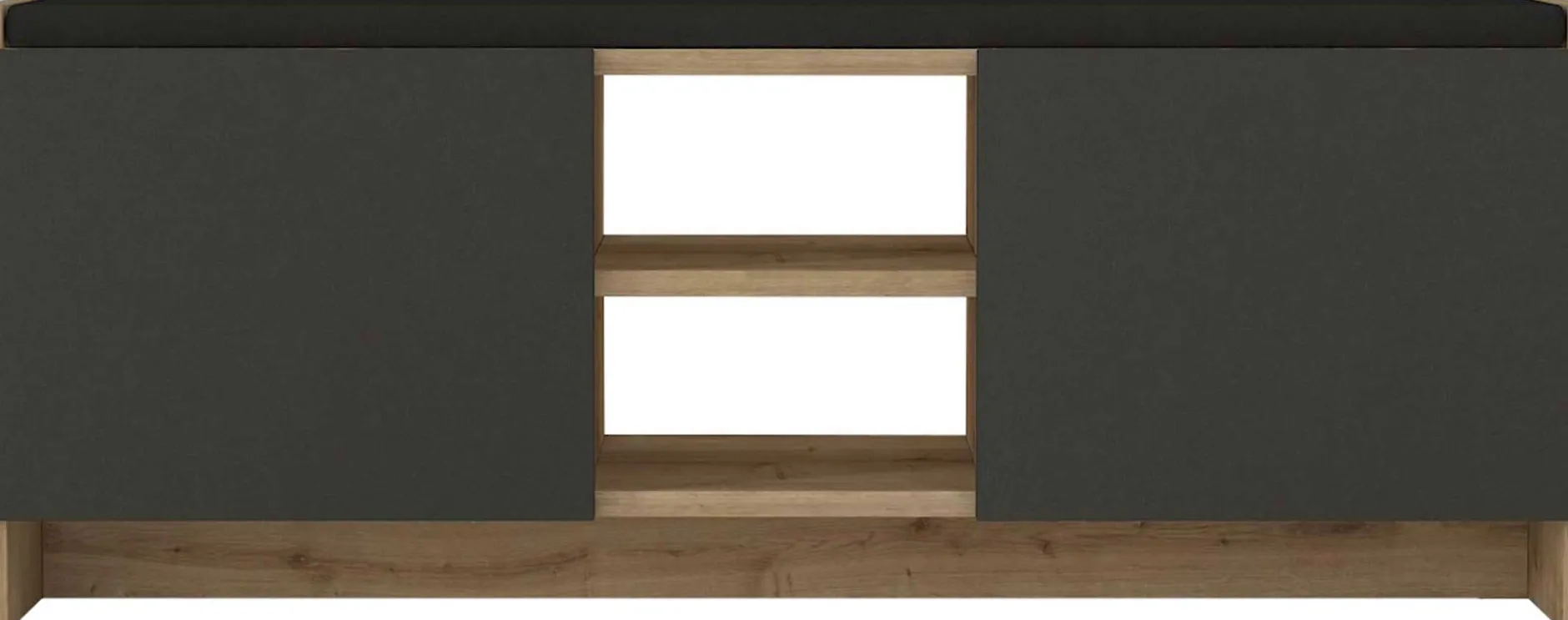 Schuhschrank Verly - 110x33x43cm - 2 Türen - Eiche Dekor/anthrazit