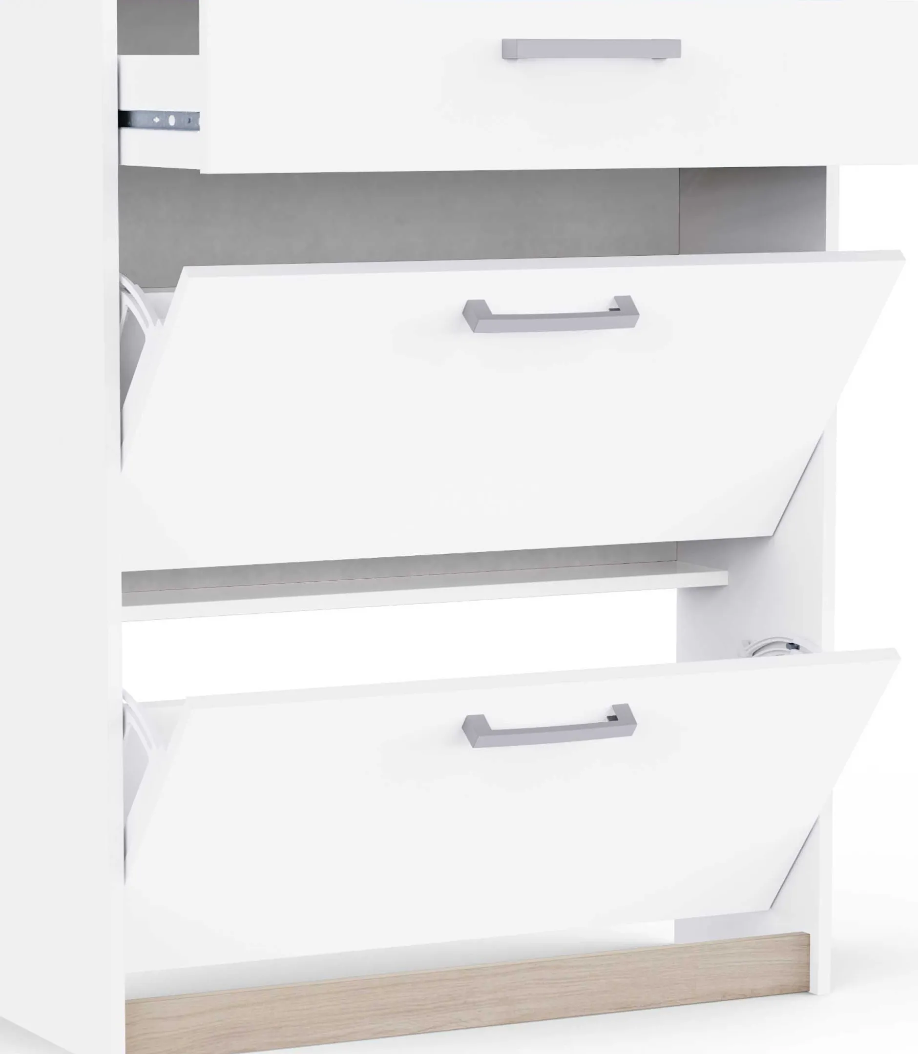 Schuhschrank Watson - 80x29x102cm - 2 Türen und 1 Schublade - weiß