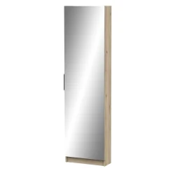 Schuhschrank Zayah - 50x20x180,50 cm - mit Spiegel - Eiche Dekor