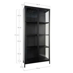 Schwarzer Brisbane Vitrinenschrank mit Glastüren