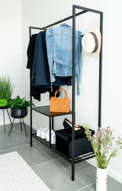 Schwarzer Vita Kleiderschrank: 2 Regale, Stahl und Melamin