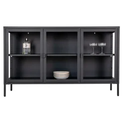 Schwarzes Brisbane Sideboard mit Glastüren