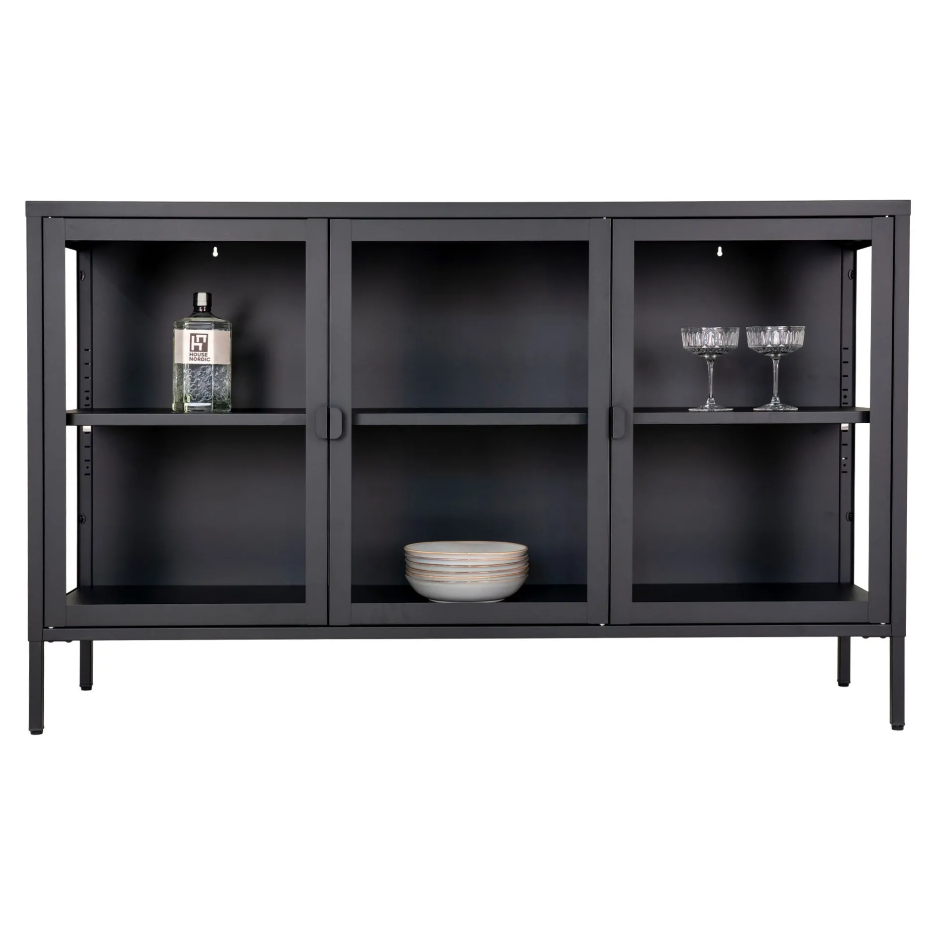 Schwarzes Brisbane Sideboard mit Glastüren