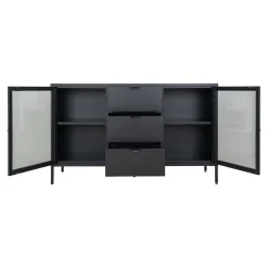 Schwarzes Dalby Sideboard mit Glastüren und Schubladen