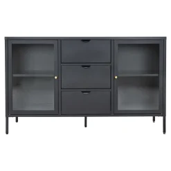 Schwarzes Dalby Sideboard mit Glastüren und Schubladen