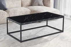 Schwarzes Marmordekor Couchtisch - Dallas | H-H 40 x B-L 120 x T-P 60 cm