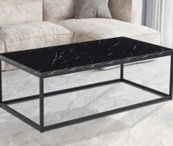 Schwarzes Marmordekor Couchtisch - Dallas | H-H 40 x B-L 120 x T-P 60 cm