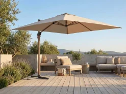 Schwebender Sonnenschirm Dallas Gescova - 300x300cm - Aluminium Holzoptik - Elfenbein