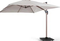 Schwebender Sonnenschirm Dallas Gescova - 300x300cm - Aluminium Holzoptik - Elfenbein