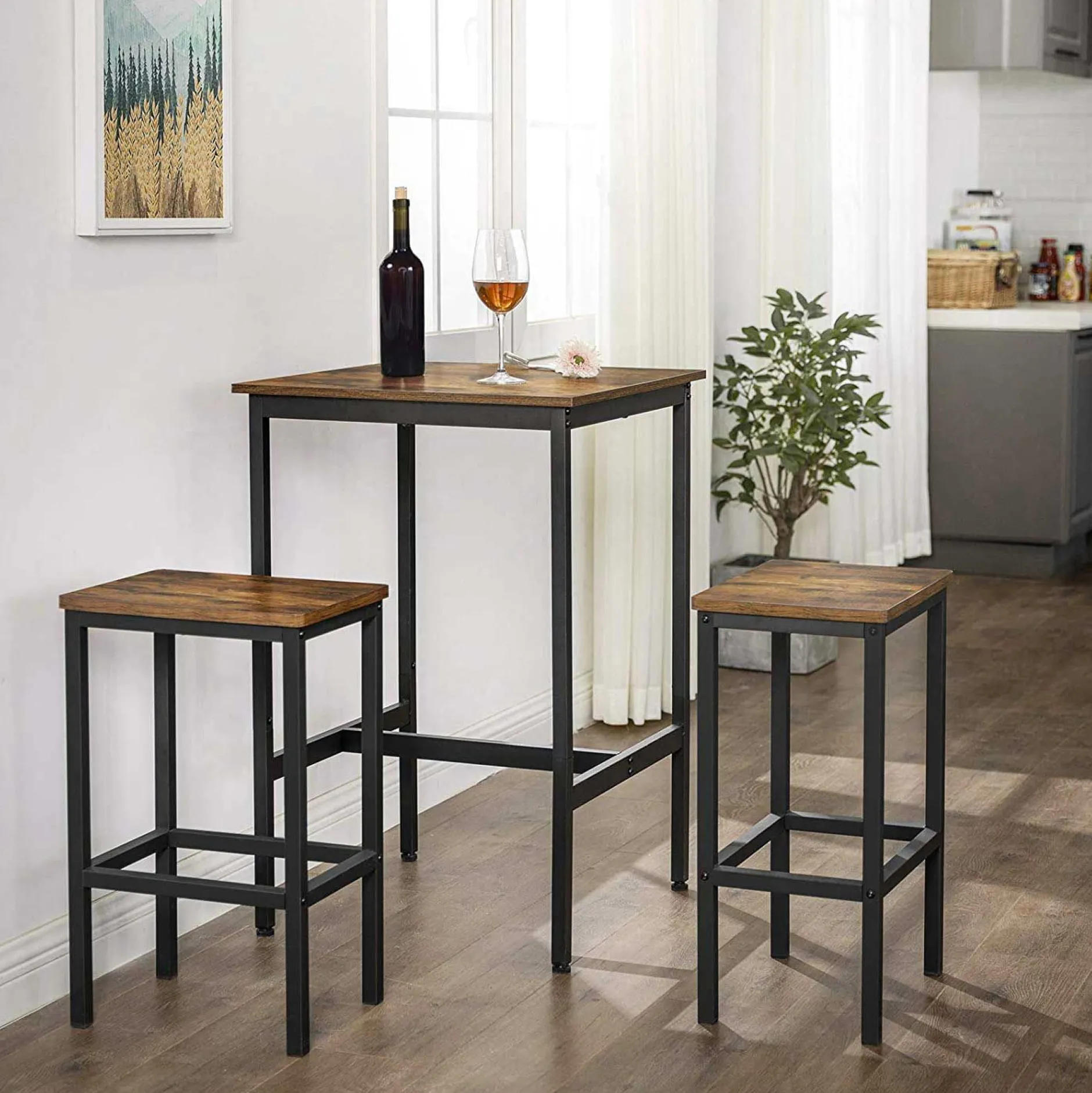 Schwerlast-Stahlrahmen Quadratischer Frühstücksbar-Tisch, 60x60x90cm