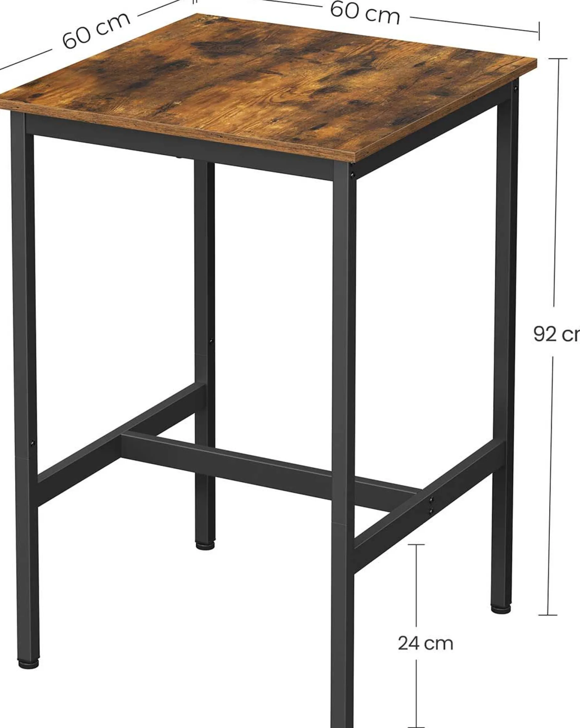 Schwerlast-Stahlrahmen Quadratischer Frühstücksbar-Tisch, 60x60x90cm