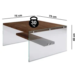 S1 Couchtisch | GEHÄRTETES GLAS | Walnuss
