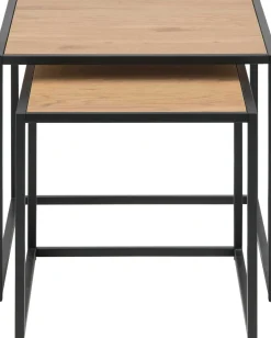 Seaford Eiche Nischentische, schwarzer Stahlsockel, 50cm