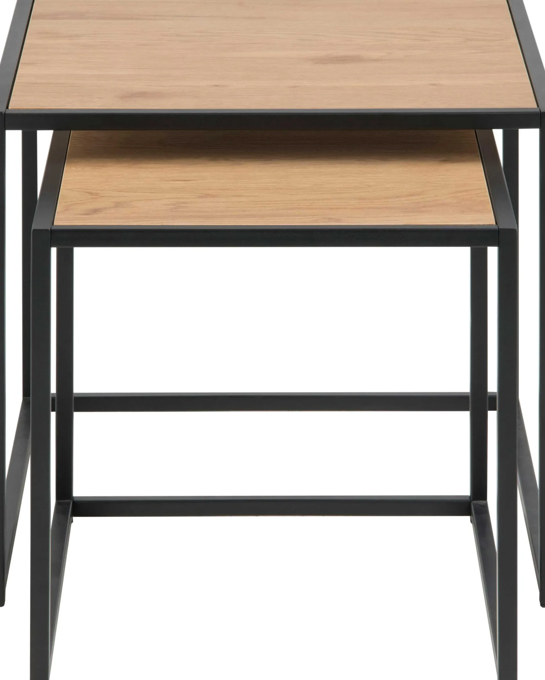 Seaford Eiche Nischentische, schwarzer Stahlsockel, 50cm