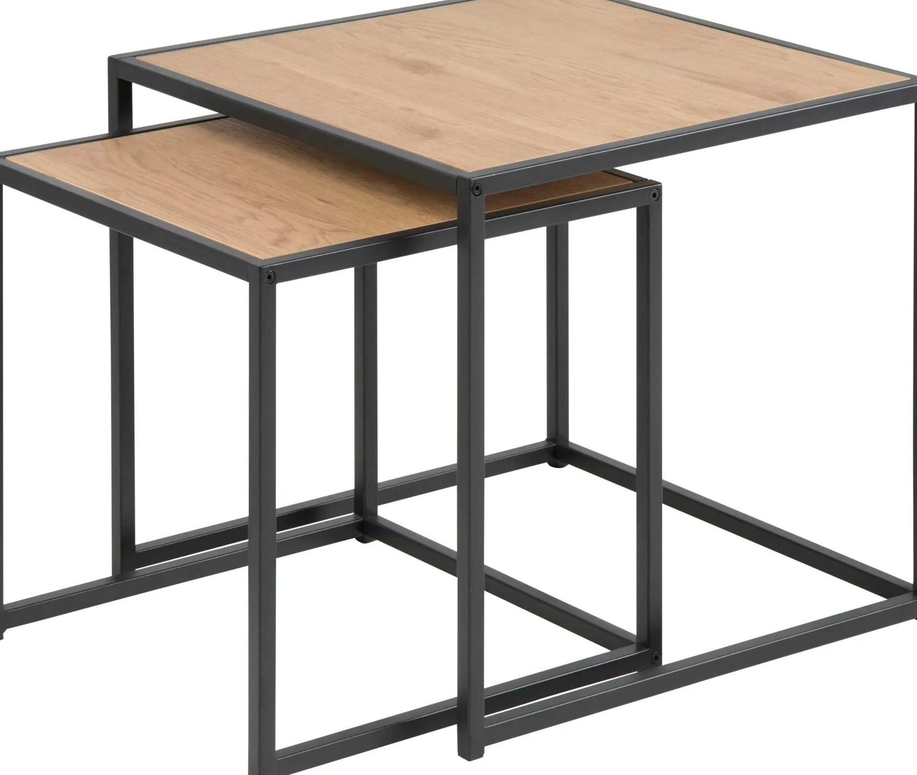 Seaford Eiche Nischentische, schwarzer Stahlsockel, 50cm
