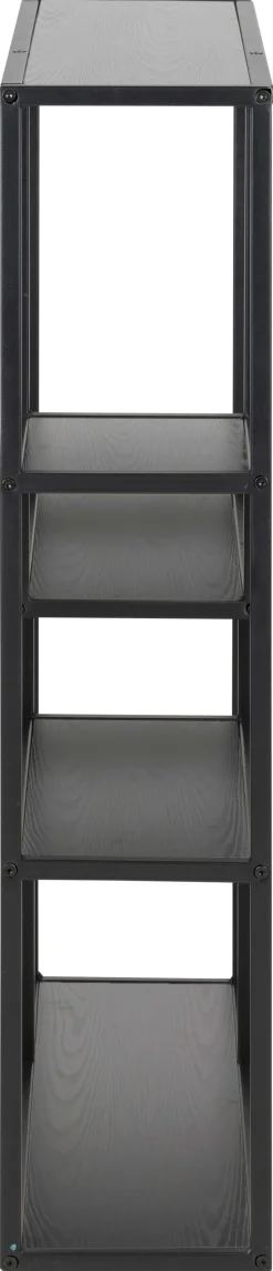 Seaford Rechteckiges Wandregal - Schwarzer Stahlrahmen, Melaminharzböden in Esche - 75x20x91 cm