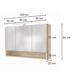 SefaBadezimmer : Spiegelschrank, Waschtischschrank, Säulenschrank - Eiche/Weiß