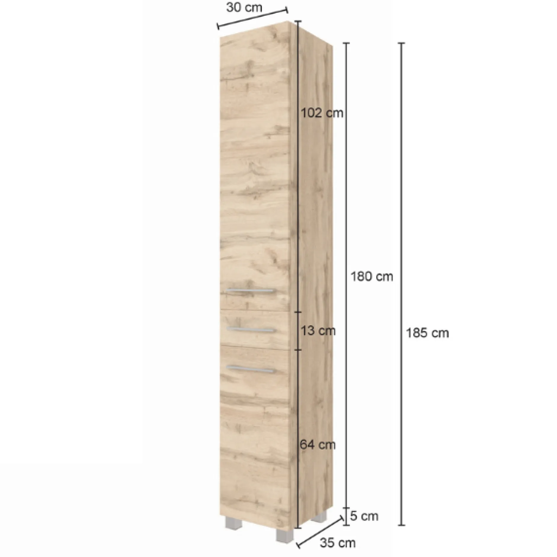 SefaBadezimmer : Spiegelschrank, Waschtischschrank, Säulenschrank - Eiche/Weiß