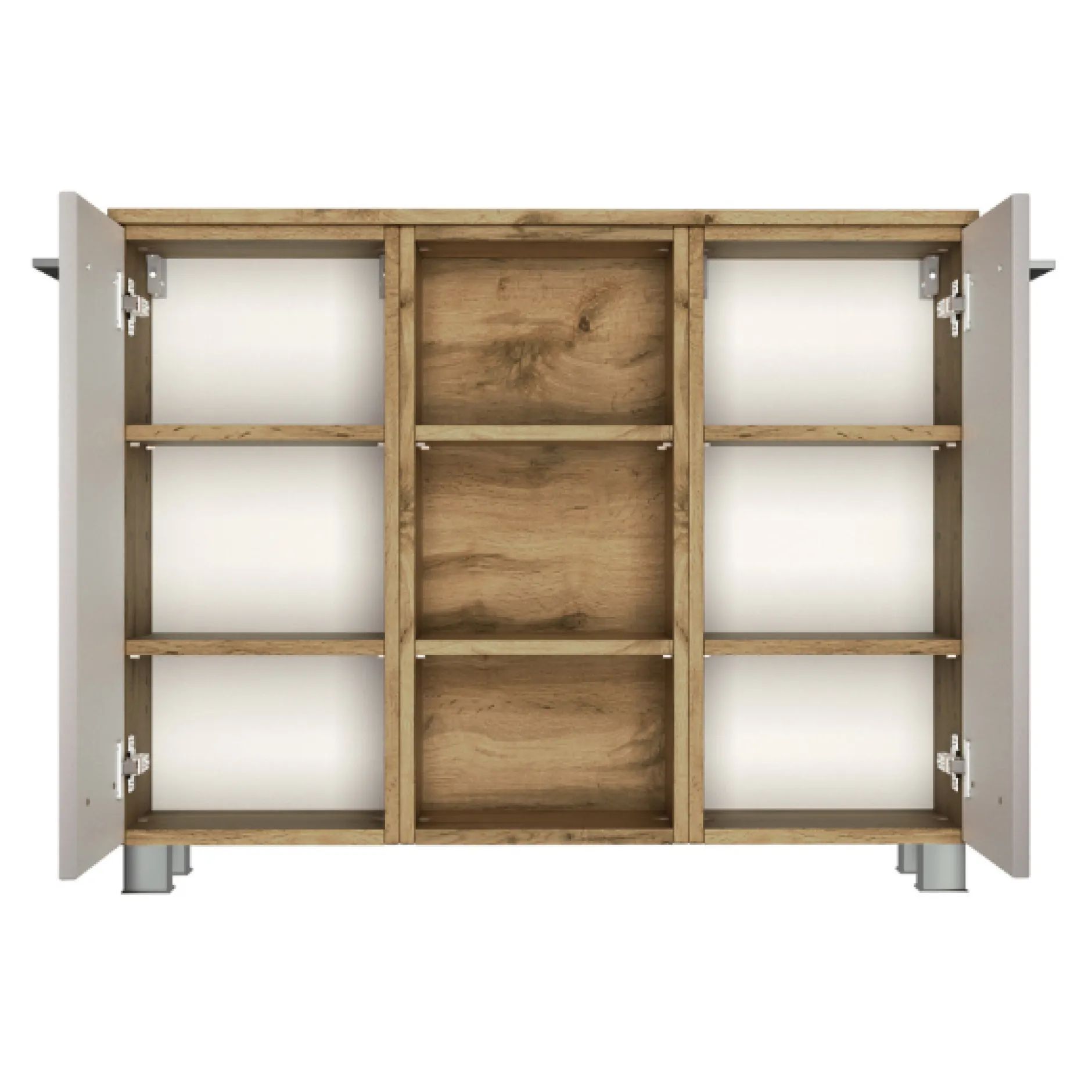 SefaBadezimmer : Spiegelschrank, Waschbeckenschrank, Säulenschrank, Ablageschrank - Eiche/Weiß