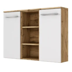SefaBadezimmer : Spiegelschrank, Waschbeckenschrank, Säulenschrank, Ablageschrank - Eiche/Weiß